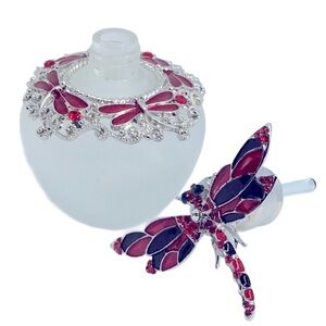Vintage Style Red & Black Dragonfly Perfume Refillable Bottle